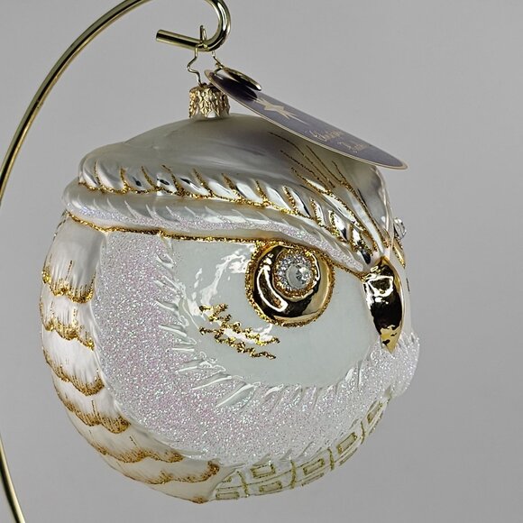 Christopher Radko Wise One White Owl Ornament Glass Christmas Decor Poland - Picture 5 of 9